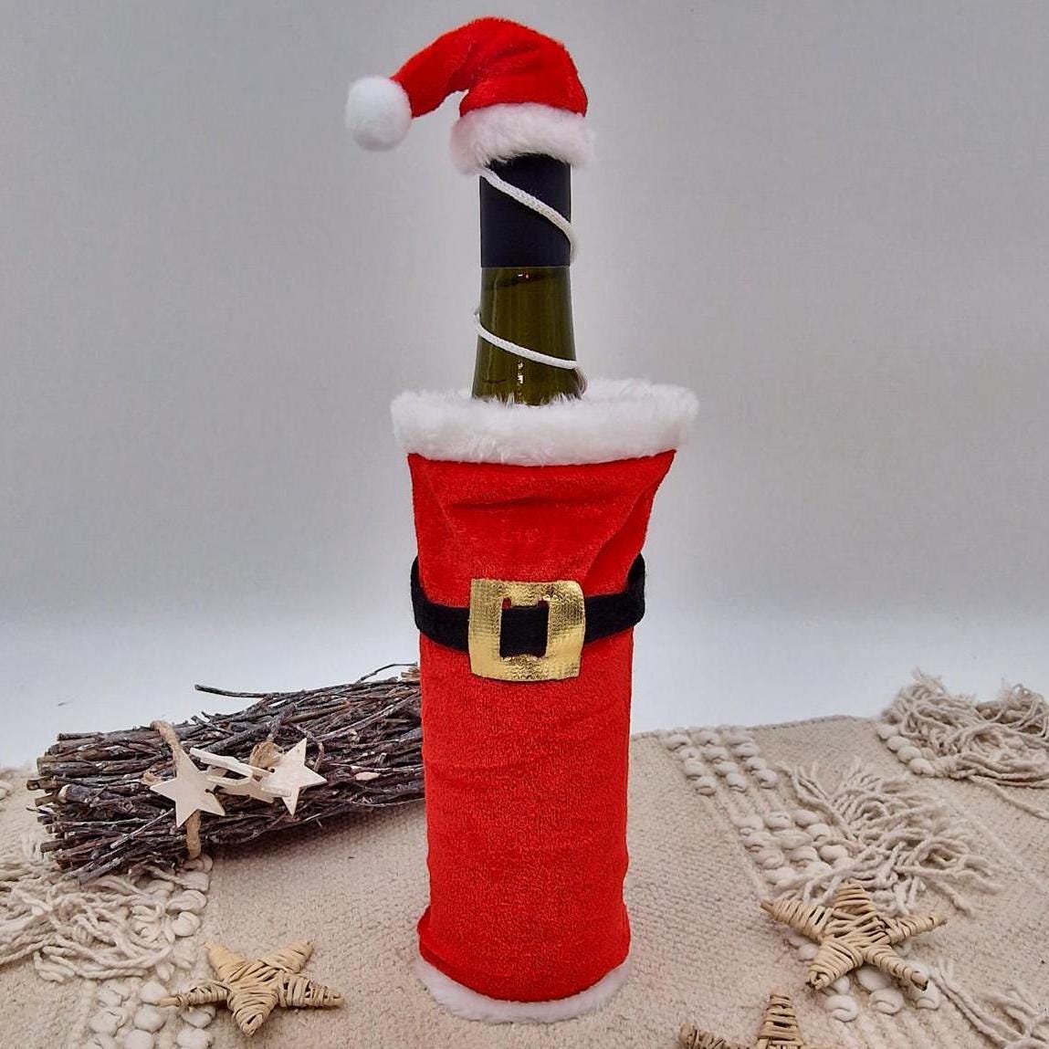 Personalisierte Weinflaschenhülle Nikolaus Mantel, Weihnachtsgeschenk Flasche Wunschnamen, Nikolaus Geschenkidee, Weihnachtsdeko