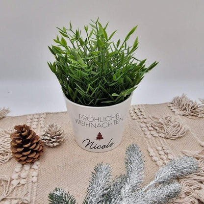 Blumentopf Weihnachten personalisiert mit Name | Übertopf Fröhliche Weihnachten | Pflanzkübel Keramik Geschenkidee Advent Wichtelgeschenk