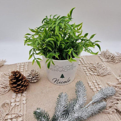 Blumentopf Weihnachten personalisiert mit Name | Übertopf Fröhliche Weihnachten | Pflanzkübel Keramik Geschenkidee Advent Wichtelgeschenk