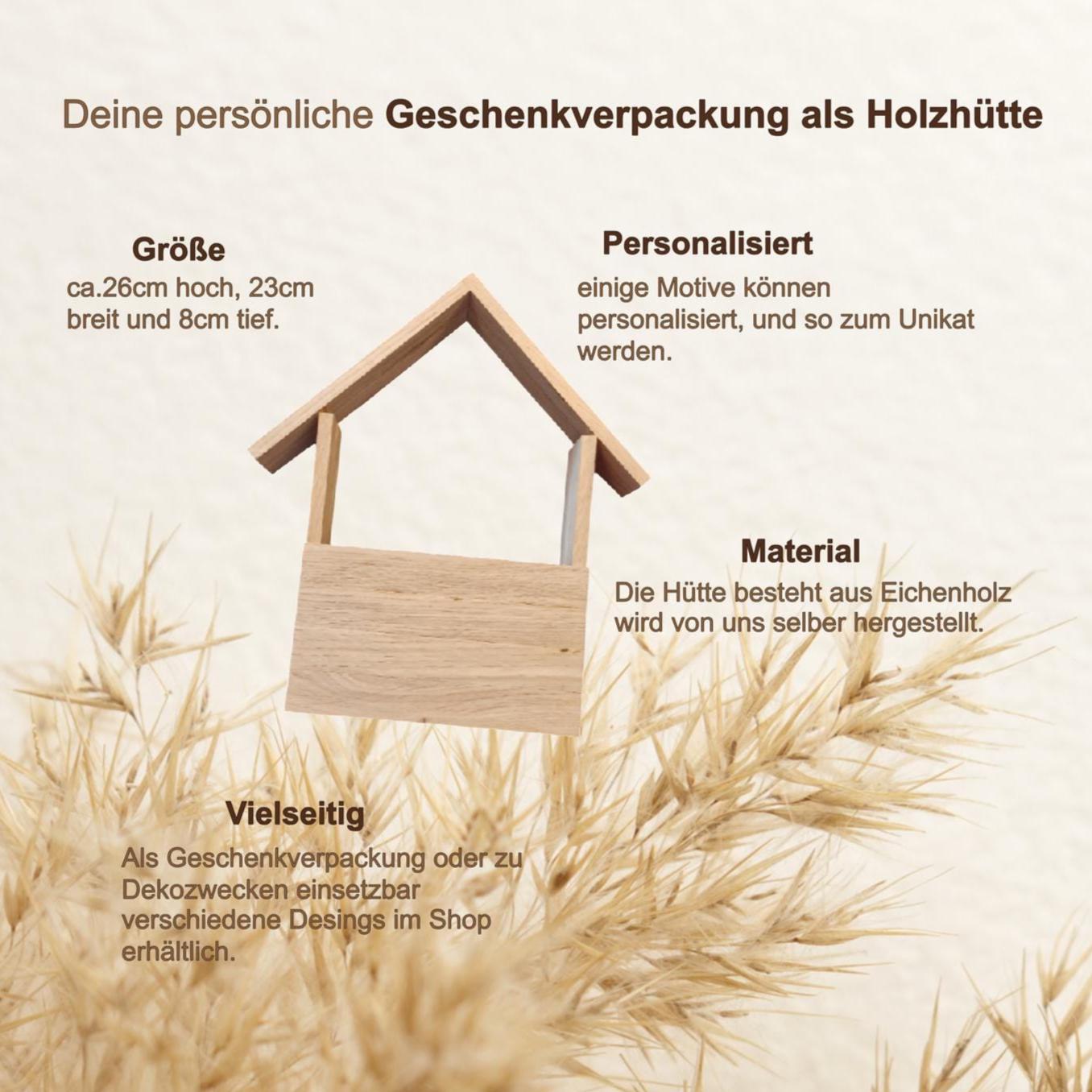 Persönliche Geschenkverpackung Haus aus Holz, Geschenkidee Haus-Einzug & Firmenpräsent, Nachhaltige Verpackung, Geschenkverpackung