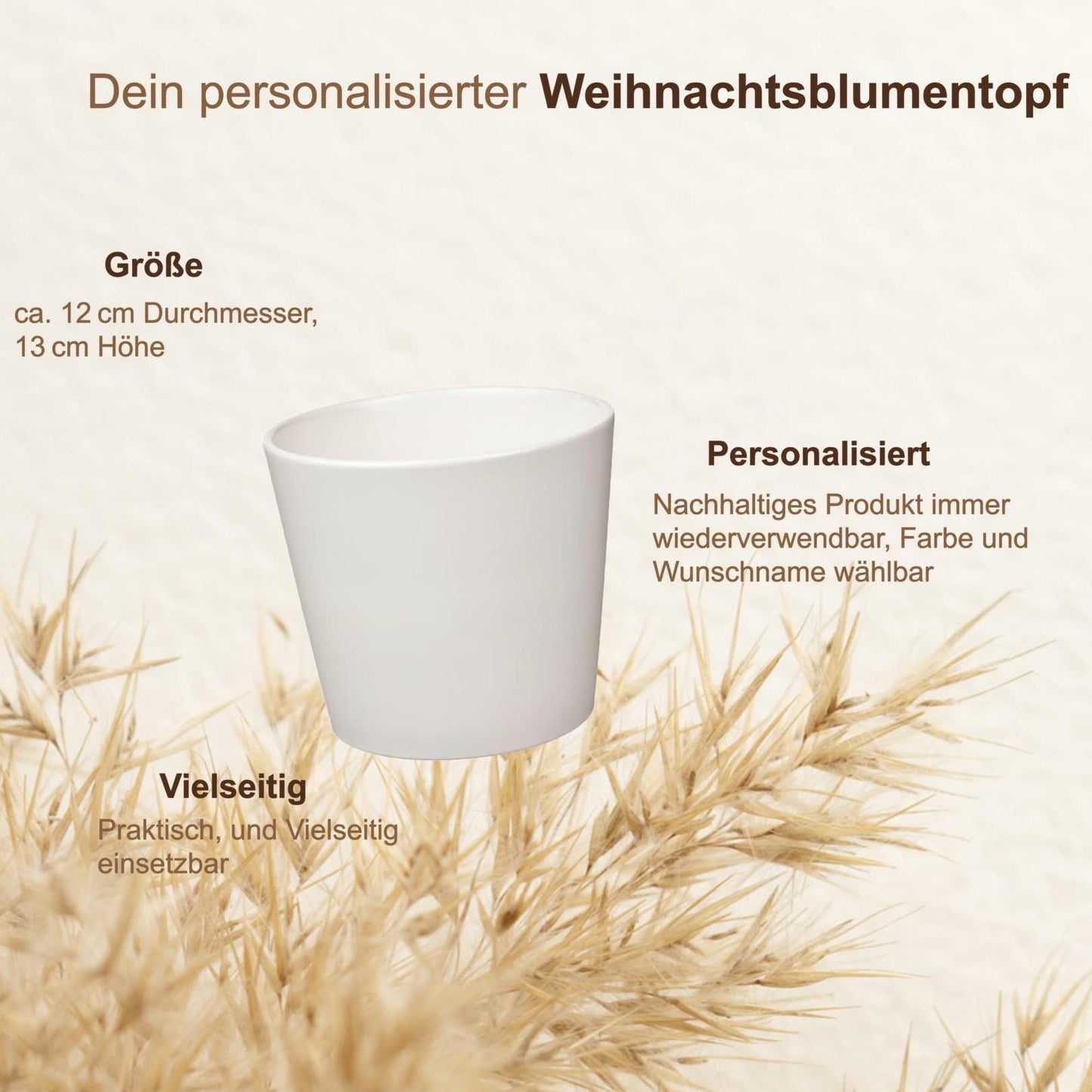 Blumentopf Weihnachten personalisiert mit Name | Übertopf Fröhliche Weihnachten | Pflanzkübel Keramik Geschenkidee Advent Wichtelgeschenk