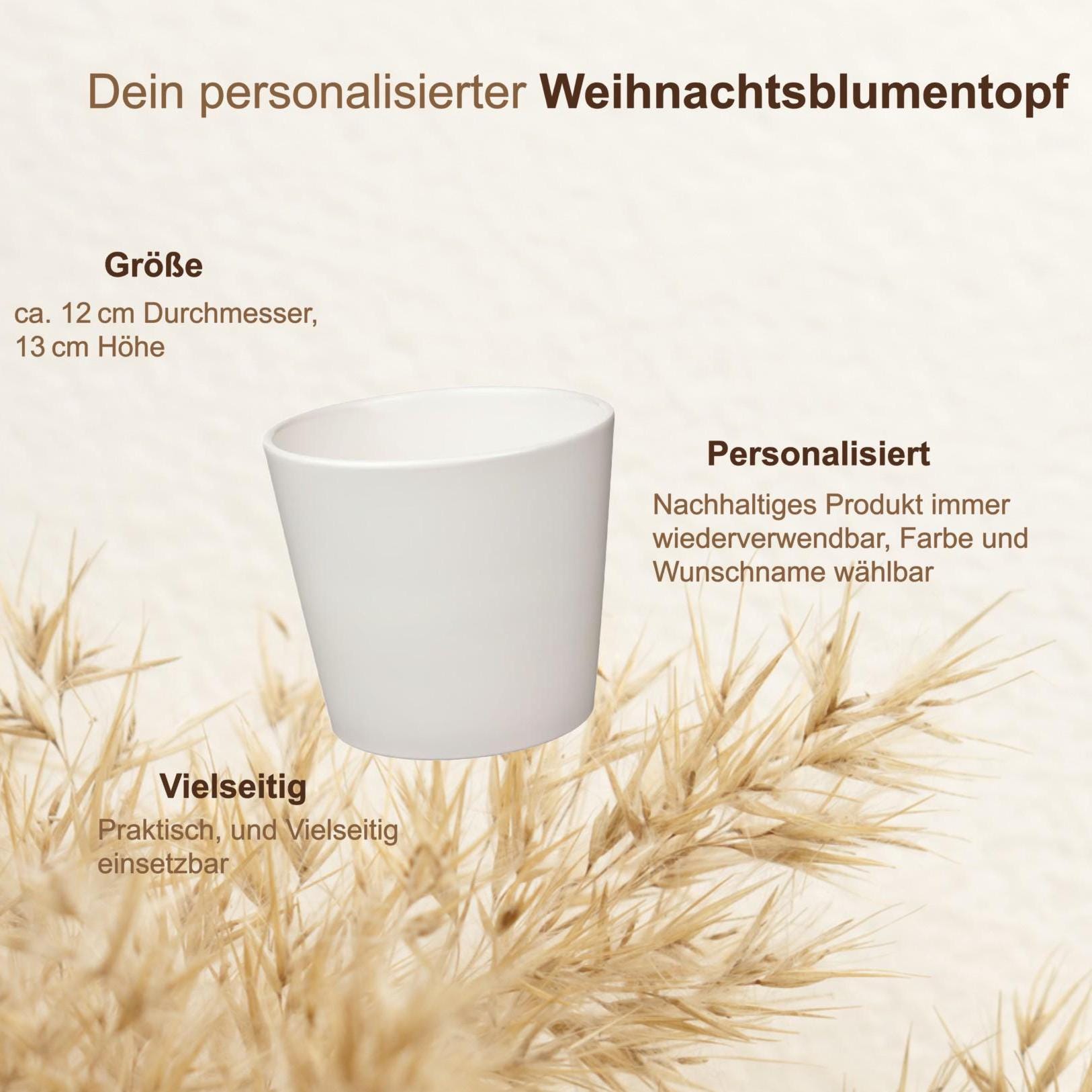 Blumentopf Weihnachten personalisiert mit Name | Übertopf Fröhliche Weihnachten | Pflanzkübel Keramik Geschenkidee Advent Wichtelgeschenk