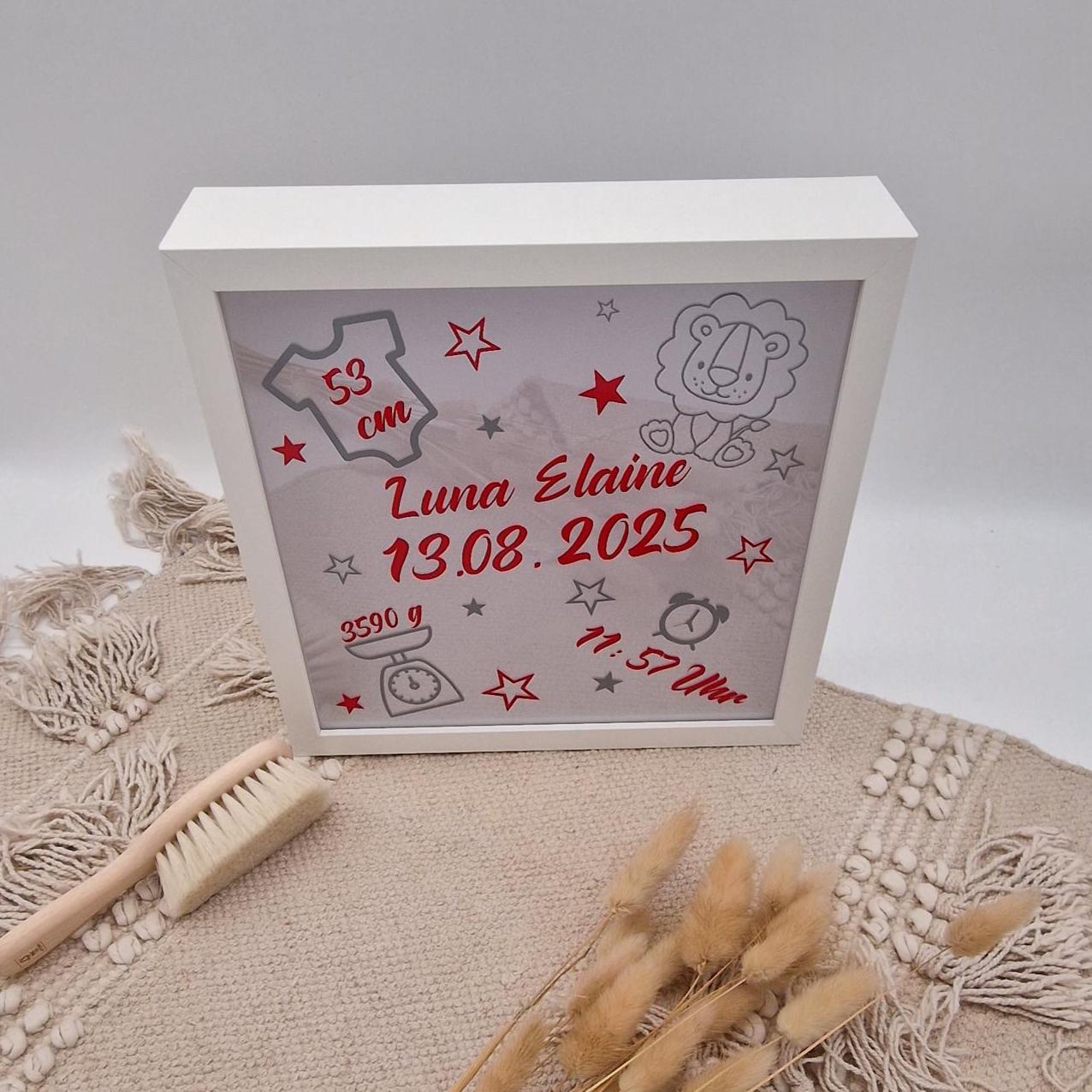 Bilderrahmen Beleuchtet Geburt Geburtsdaten | Geschenk zur Geburt | Geschenk | Geburtstagsgeschenk | Geschenk für Baby | Geburtstag | Geburt