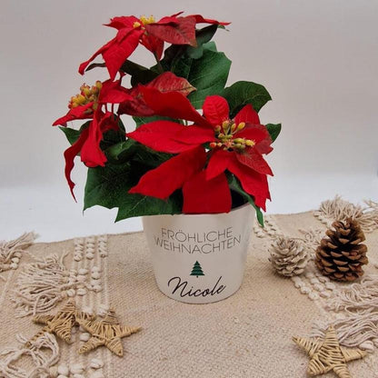 Blumentopf Weihnachten personalisiert mit Name | Übertopf Fröhliche Weihnachten | Pflanzkübel Keramik Geschenkidee Advent Wichtelgeschenk