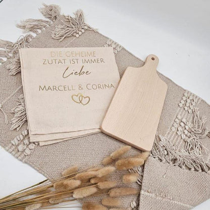 Personalisiertes Hochzeitsgeschenk Frühstücksbrett Liebe | Holzbrett mit Namen Paar Jahrestag | Geschenk zur Hochzeit Verlobung