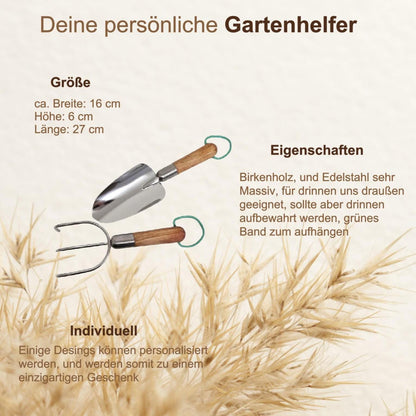 Personalisiertes Gartenwerkzeug Set Gartenkönigin, Edelstahl Schaufel & Kralle mit Namen, Geschenk Gärtnerin