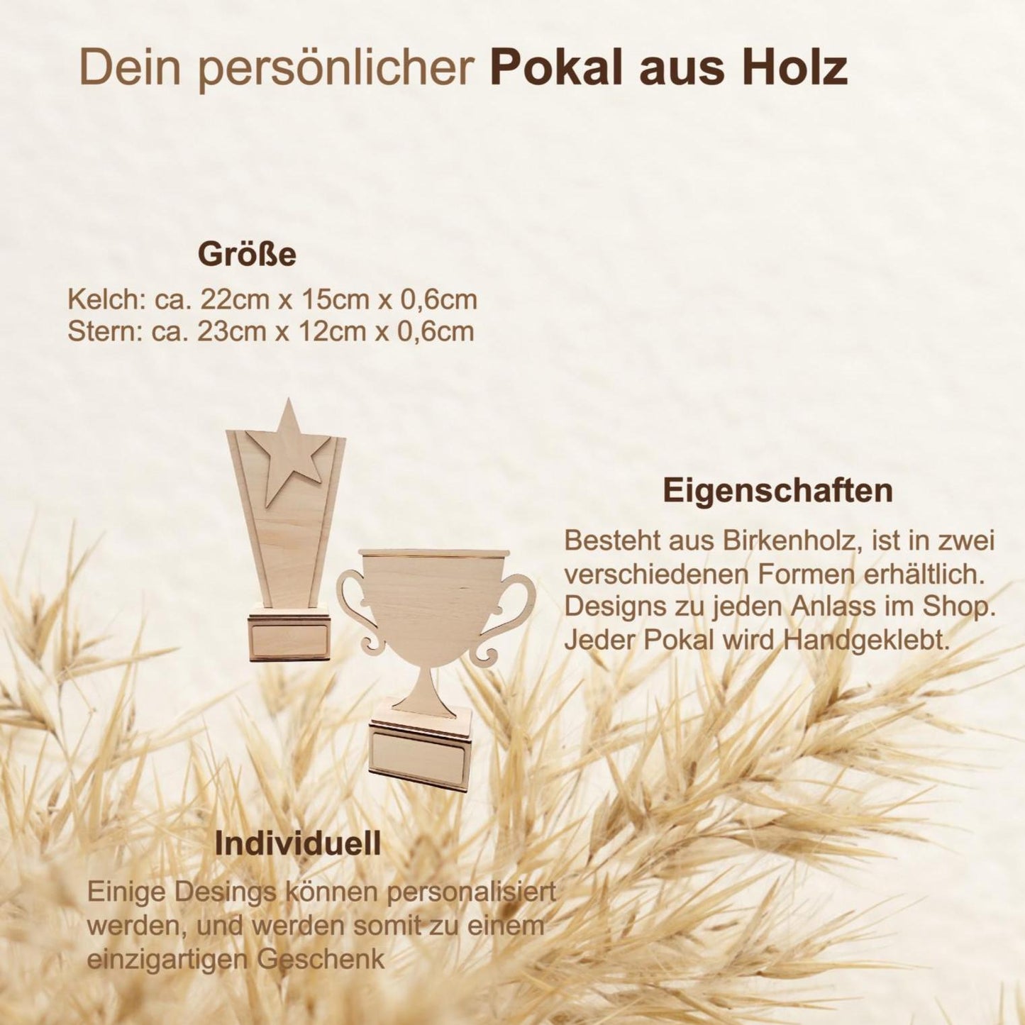 Personalisiertes Holz Pokal Geschenk Beste Mama Award, Muttertag Trophäe mit Name, Holzdeko Aufsteller