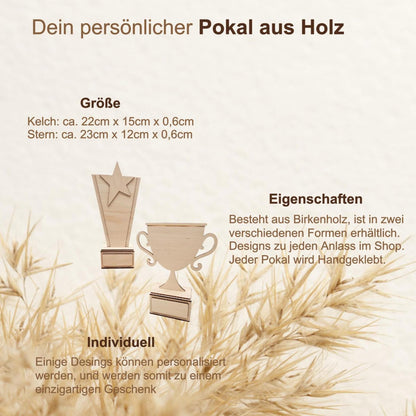 Personalisiertes Holz Pokal Geschenk Beste Mama Award, Muttertag Trophäe mit Name, Holzdeko Aufsteller