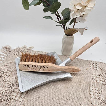 Personalisiertes Kehrset Polterabend Geschenk, Handfeger und Schaufel mit Gravur Namen, Hochzeitsgeschenk