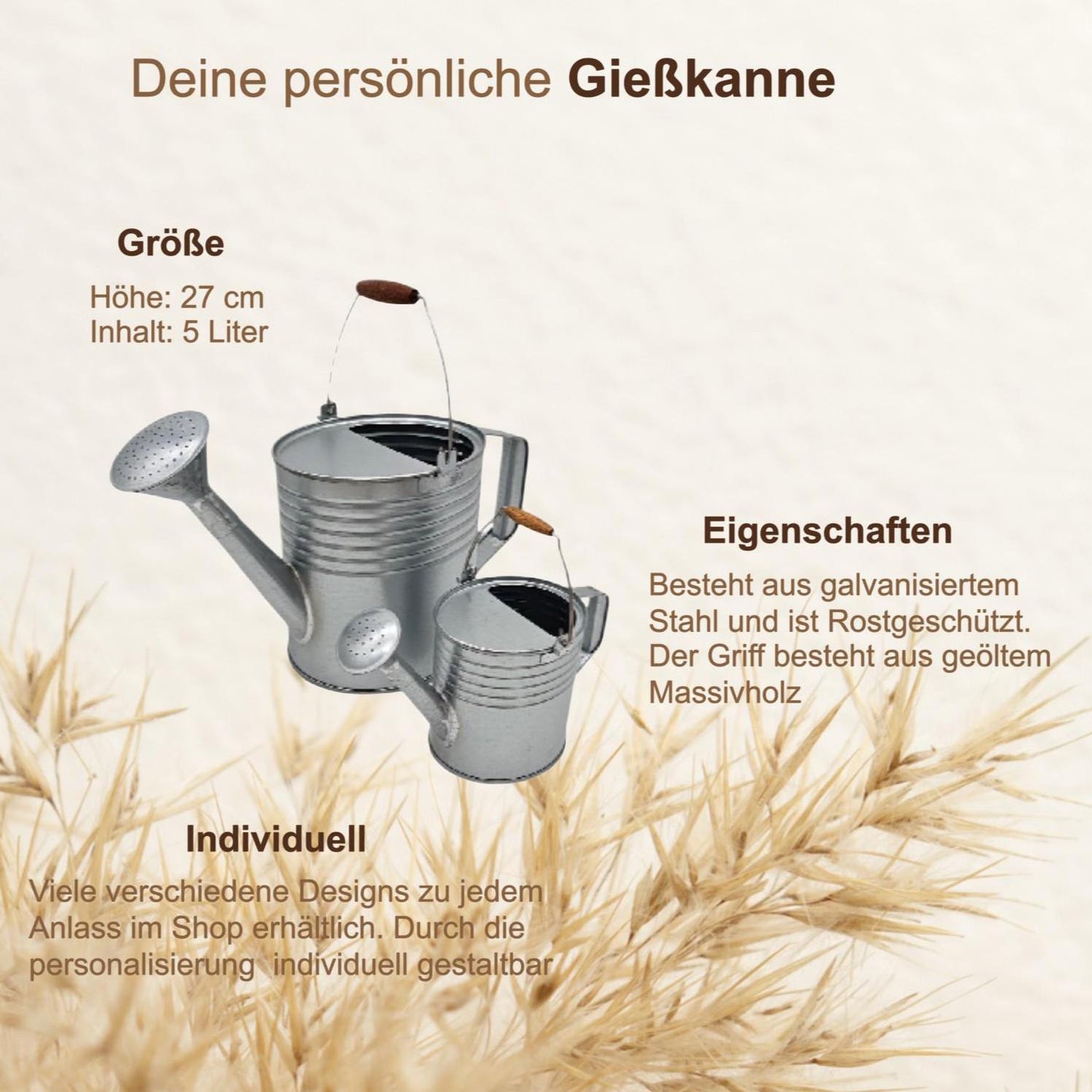 Personalisierte Gießkanne zur Silberhochzeit – Geldgeschenk 25 Jahre – Zinkgießkanne mit Namen & Datum – Geschenkidee Gartenhochzeit
