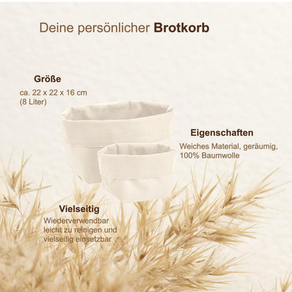 Brotkorb Stoff Utensilo mit Spruch, Wo die Liebe den Tisch deckt Brotkörbchen Baumwolle, Geschenk Einzug Hochzeit Muttertag Deko Tisch