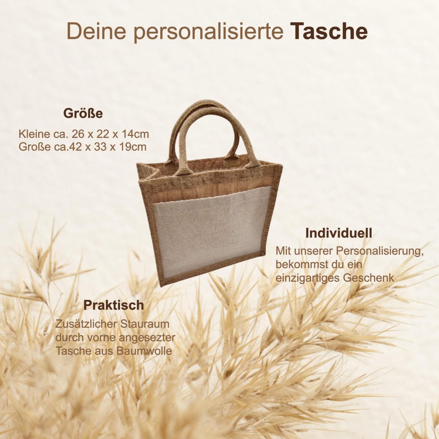 Personalisierte Jutetasche Oktoberfest mit Name | Brezel Tasche Dirndl Trachtenbeutel | Mini Tote Wiesn Tasche Geschenk Frauen