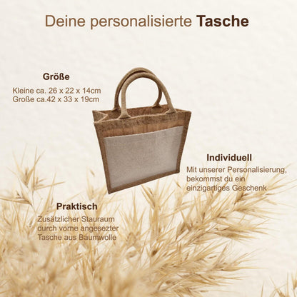 Personalisierte Jutetasche Oktoberfest mit Name | Brezel Tasche Dirndl Trachtenbeutel | Mini Tote Wiesn Tasche Geschenk Frauen