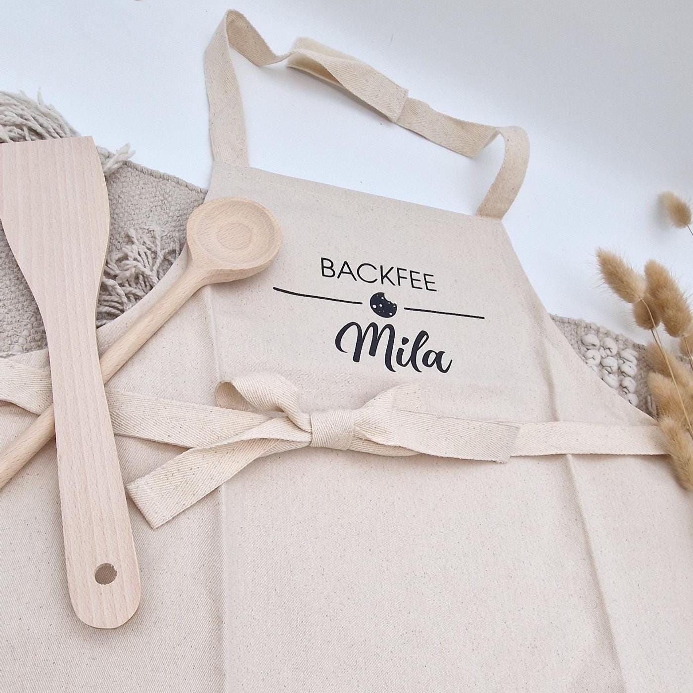 Kinderschürze Personalisierte Backschürze mit Name | Backfee Kochschürze Kinder Baumwolle | Geschenk Ostern Geburtstag Weihnachten