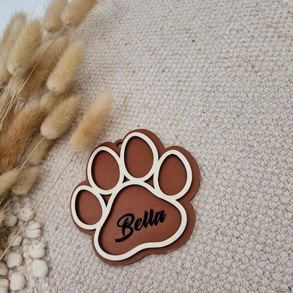 Personalisiere Hundepfote Christbaumschmuck Holz | Weihnachtsbaum Anhänger Name Haustier Hund Katze | Holzdeko Geschenkidee