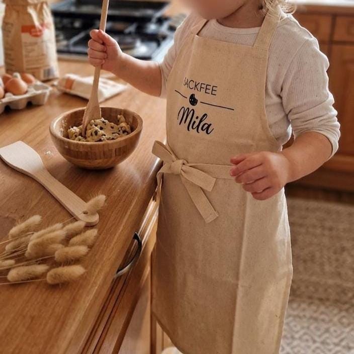 Kinderschürze Personalisierte Backschürze mit Name | Backfee Kochschürze Kinder Baumwolle | Geschenk Ostern Geburtstag Weihnachten