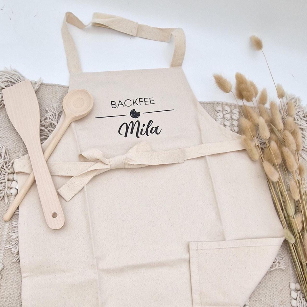 Kinderschürze Personalisierte Backschürze mit Name | Backfee Kochschürze Kinder Baumwolle | Geschenk Ostern Geburtstag Weihnachten