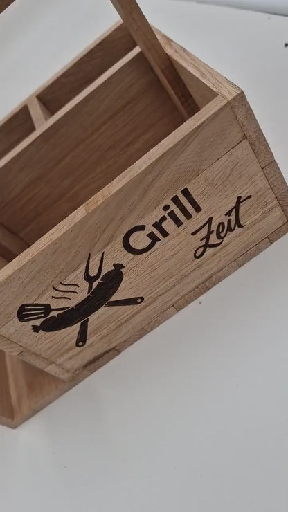 Grill Geschenk | Grillparty | Geschenk zum Grillabend | Utensilo für Besteck | Besteck Organizer | Geschenk Männer | Geschenk Grillparty |