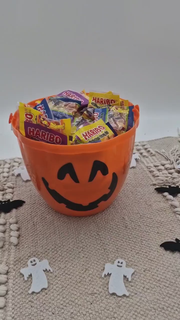 Personalisiere Halloween Eimer mit Name & leuchtendem Griff, Süßigkeiteneimer Kürbis Kinder, Trick or Treat Eimer, Süßes oder Saures