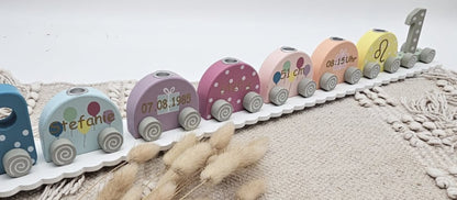 Geburtstagszug Holz personalisiert Bunt