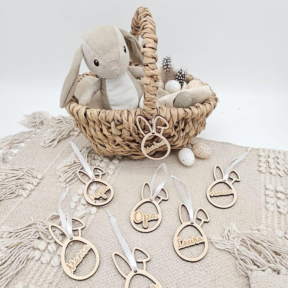 Personalisierter Osteranhänger aus Holz mit Name