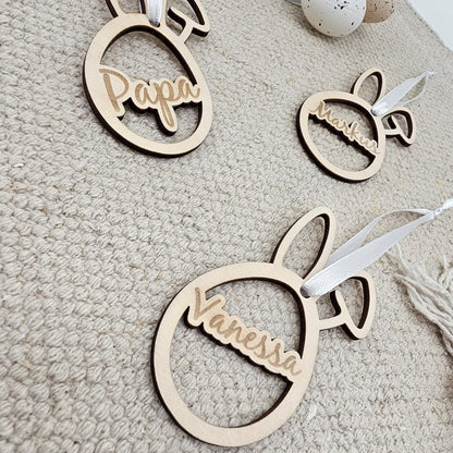 Personalisierter Osteranhänger aus Holz mit Name