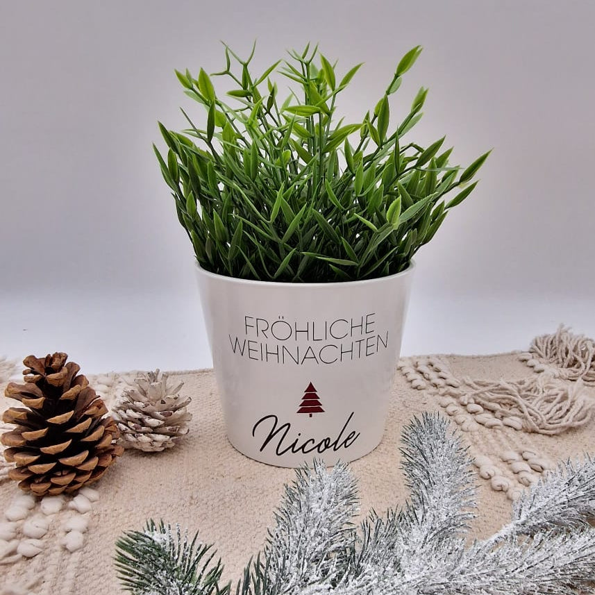 Personalisierter Blumentopf Weihnachten