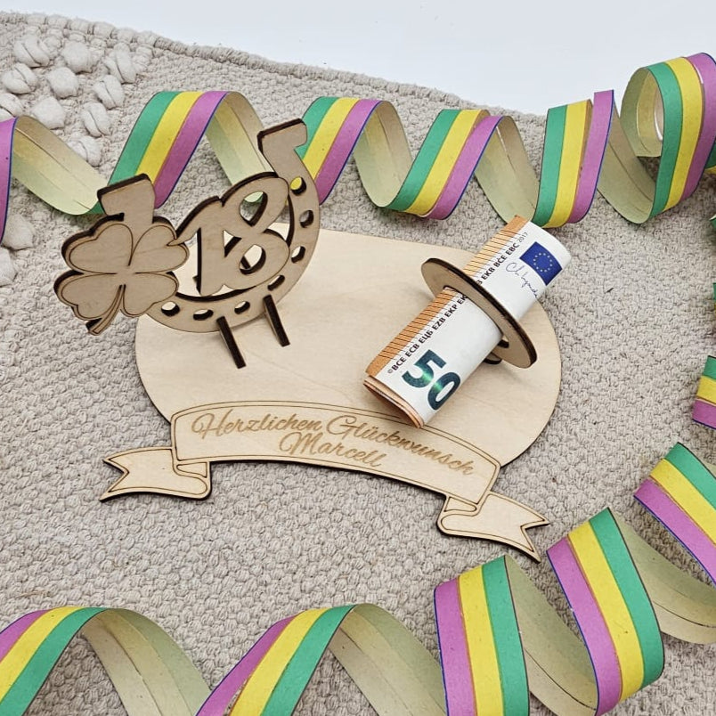 Personalisierter Geldscheinhalter 18. Geburtstag