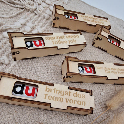 Personalisierte Duplo-Box aus Holz, Mitarbeitergeschenk