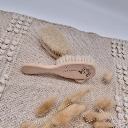 Personalisierte Baby-Haarbürste aus Holz
