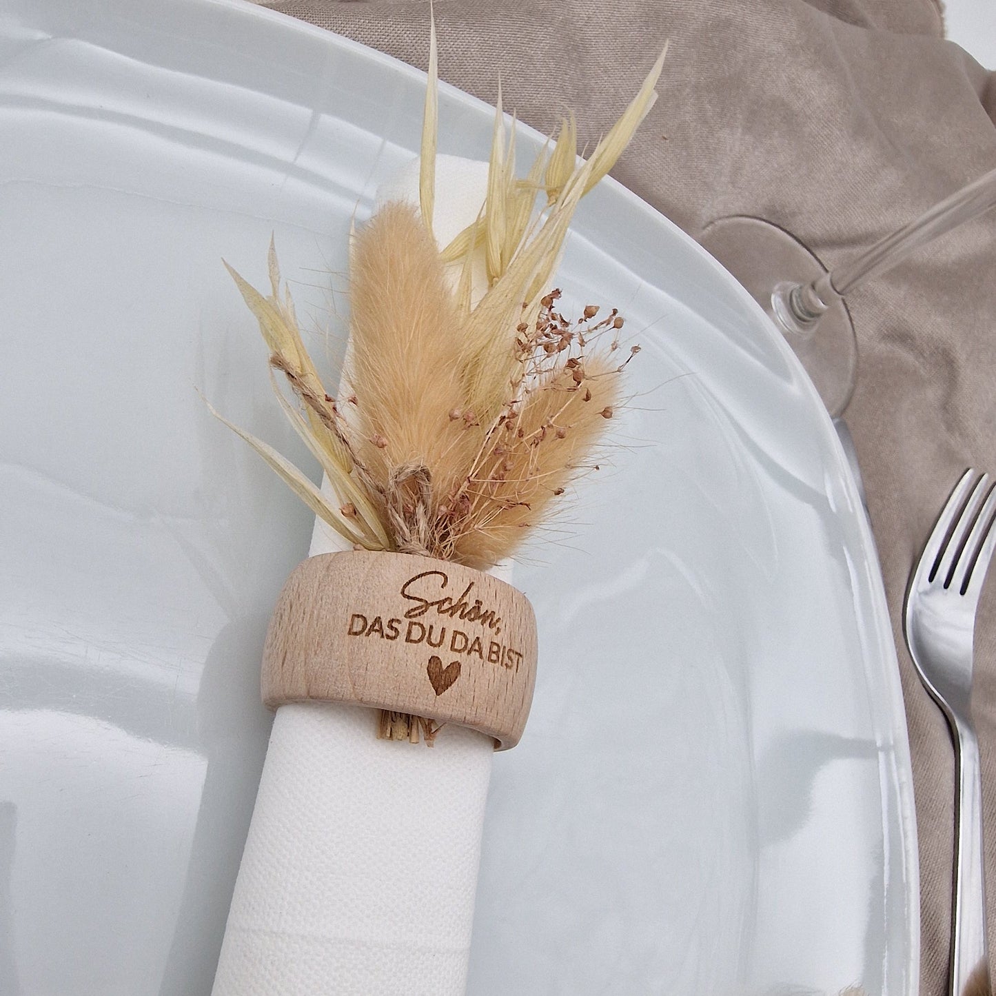Serviettenring aus Holz Schön dass du da bist