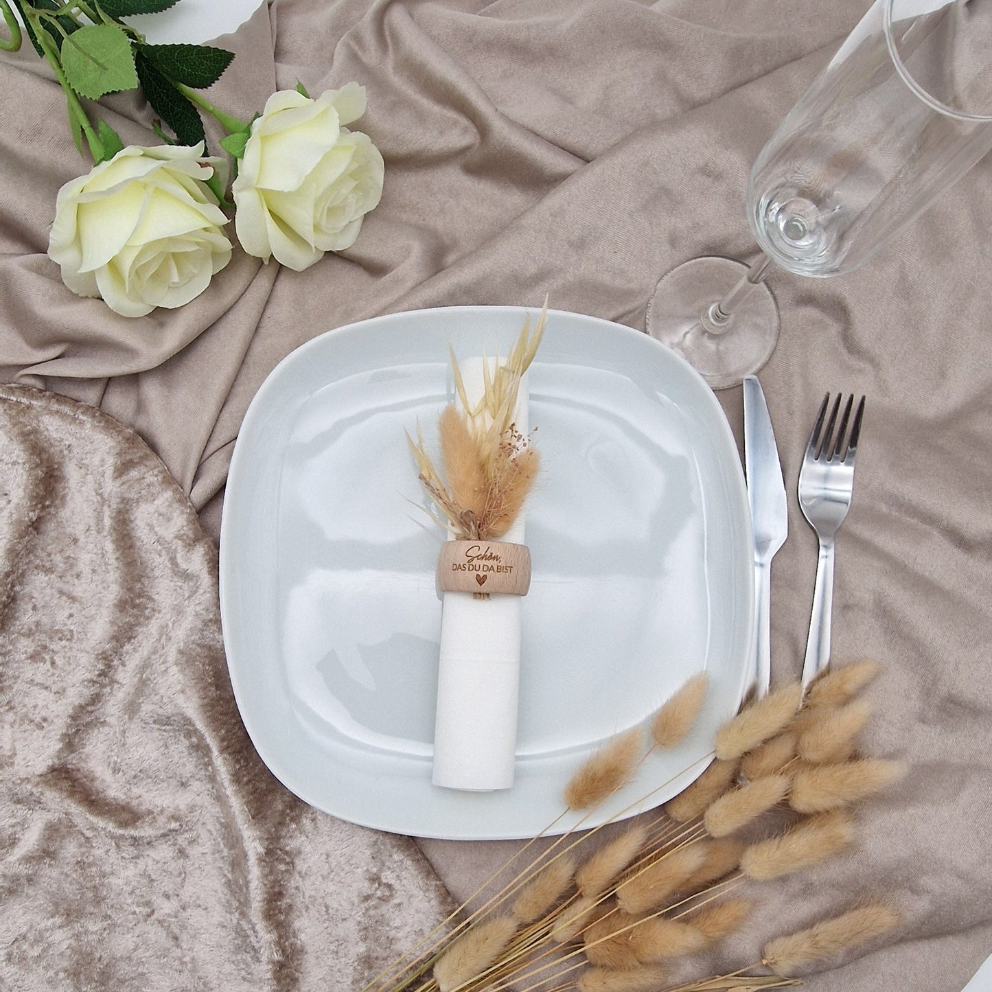 Serviettenring aus Holz Schön dass du da bist