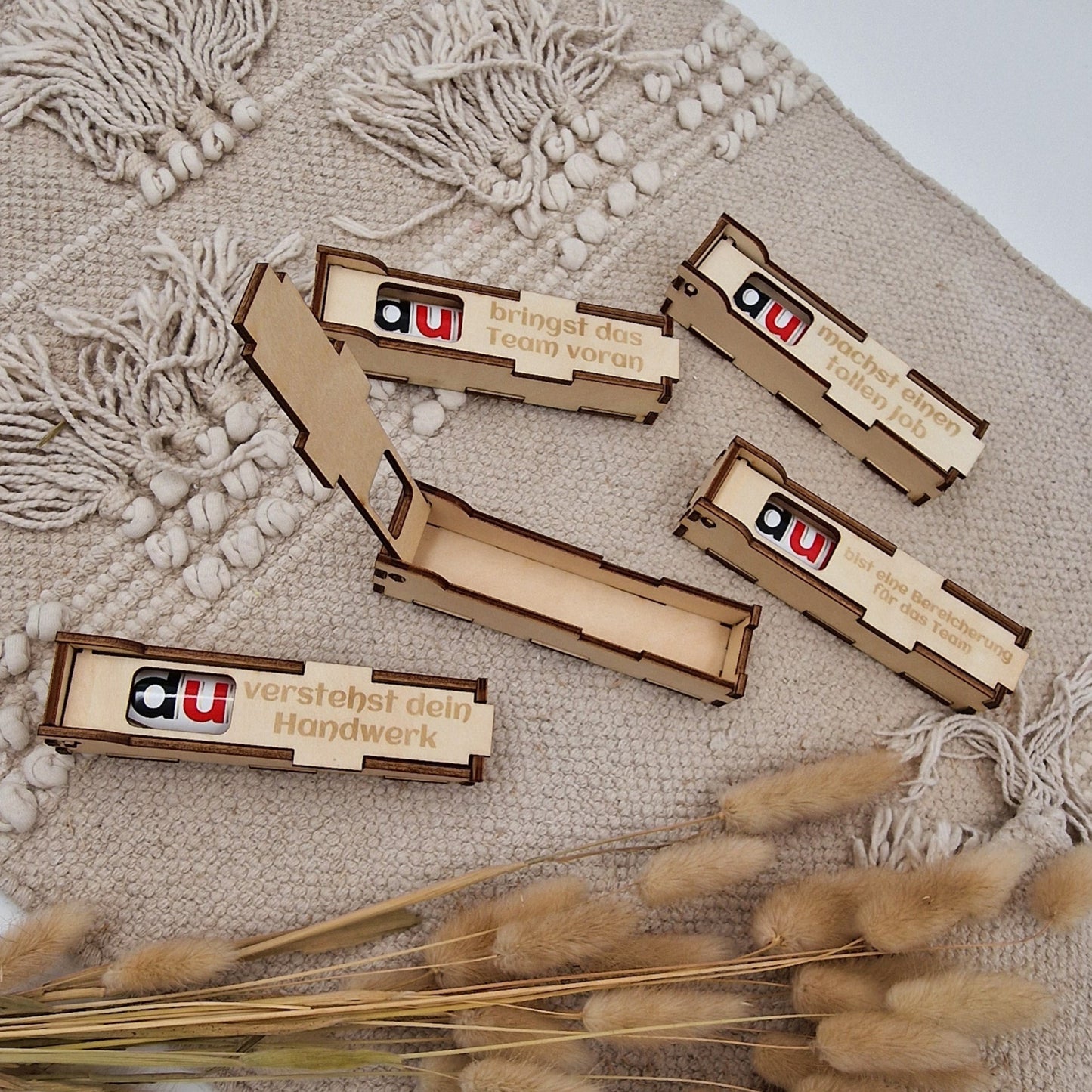 Personalisierte Duplo-Box aus Holz, Mitarbeitergeschenk