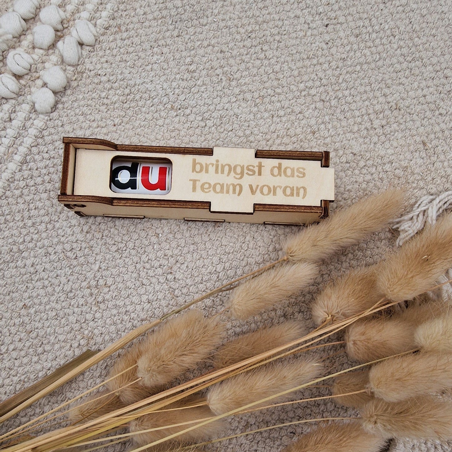 Personalisierte Duplo-Box aus Holz, Mitarbeitergeschenk