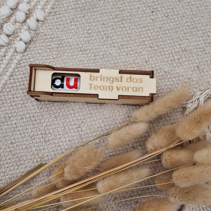 Personalisierte Duplo-Box aus Holz, Mitarbeitergeschenk
