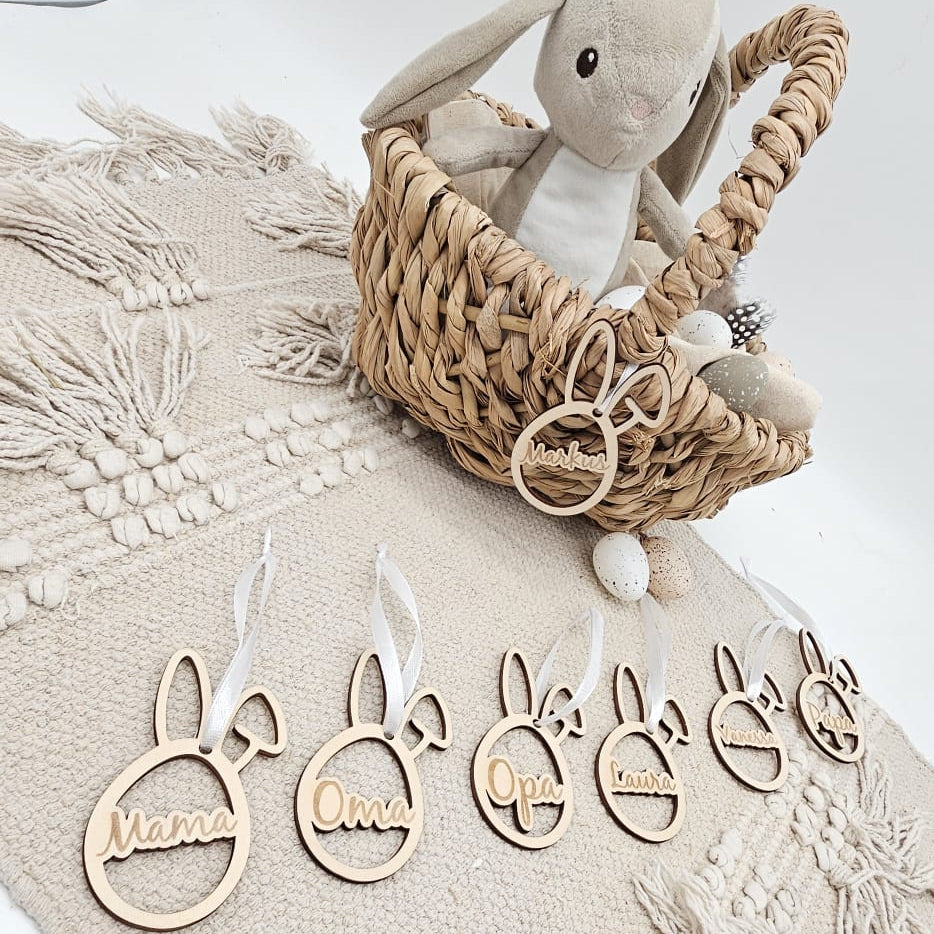 Personalisierter Osteranhänger aus Holz mit Name