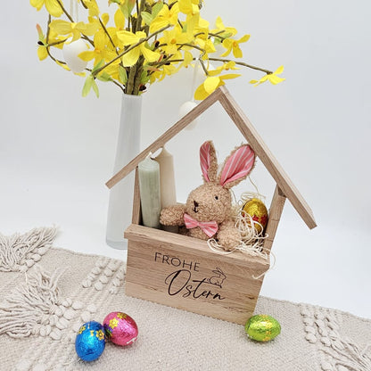 Osterhaus aus Holz „Frohe Ostern“