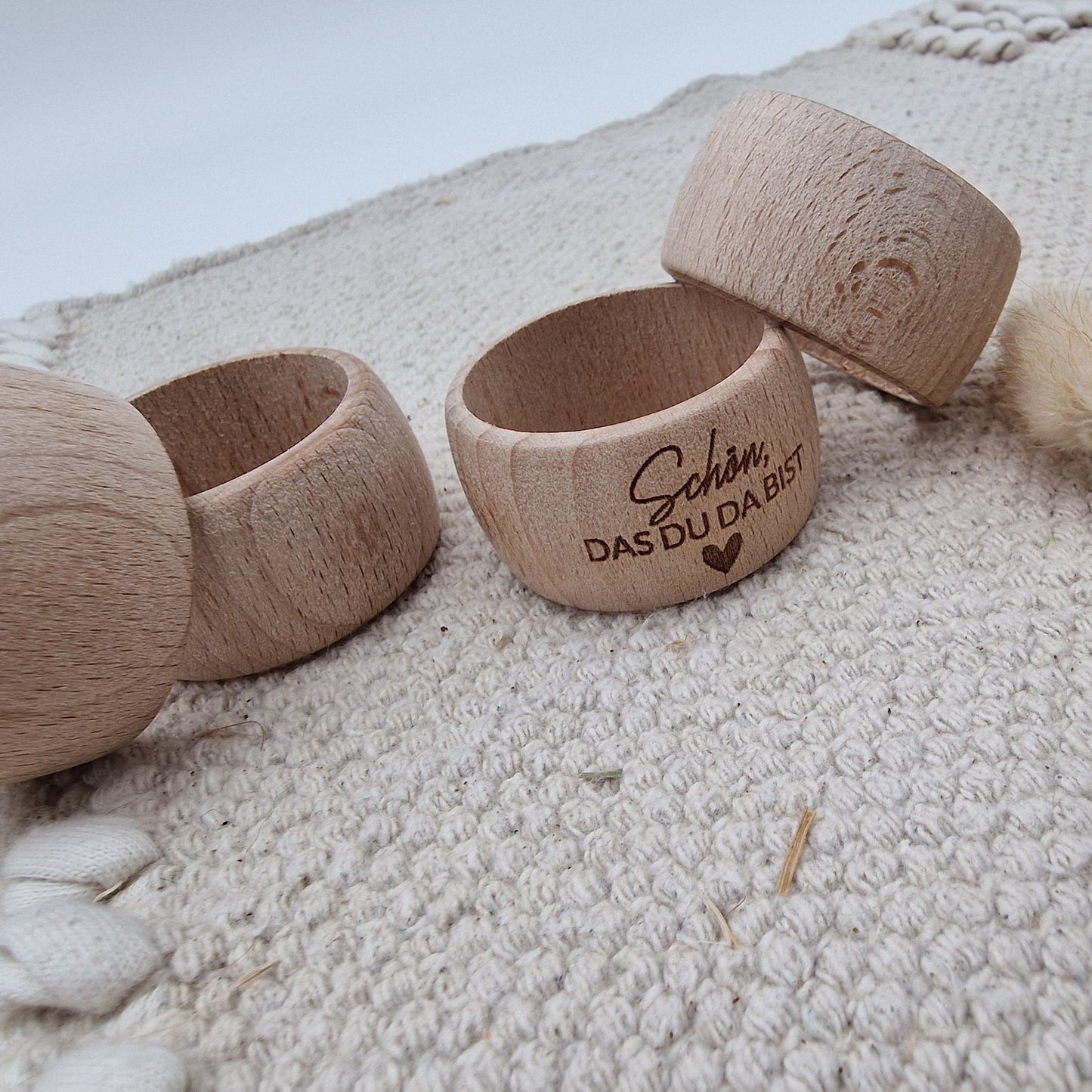 Serviettenring aus Holz Schön dass du da bist
