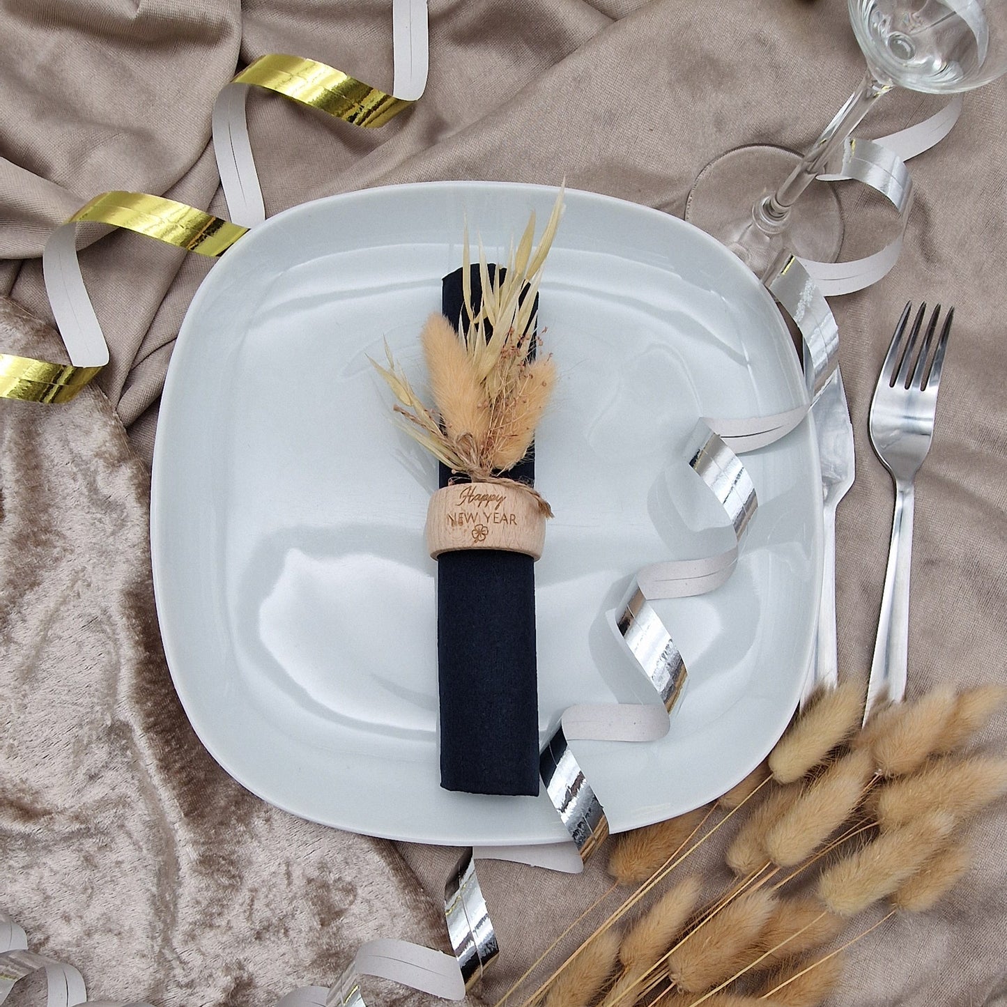 Serviettenring aus Holz Silvester