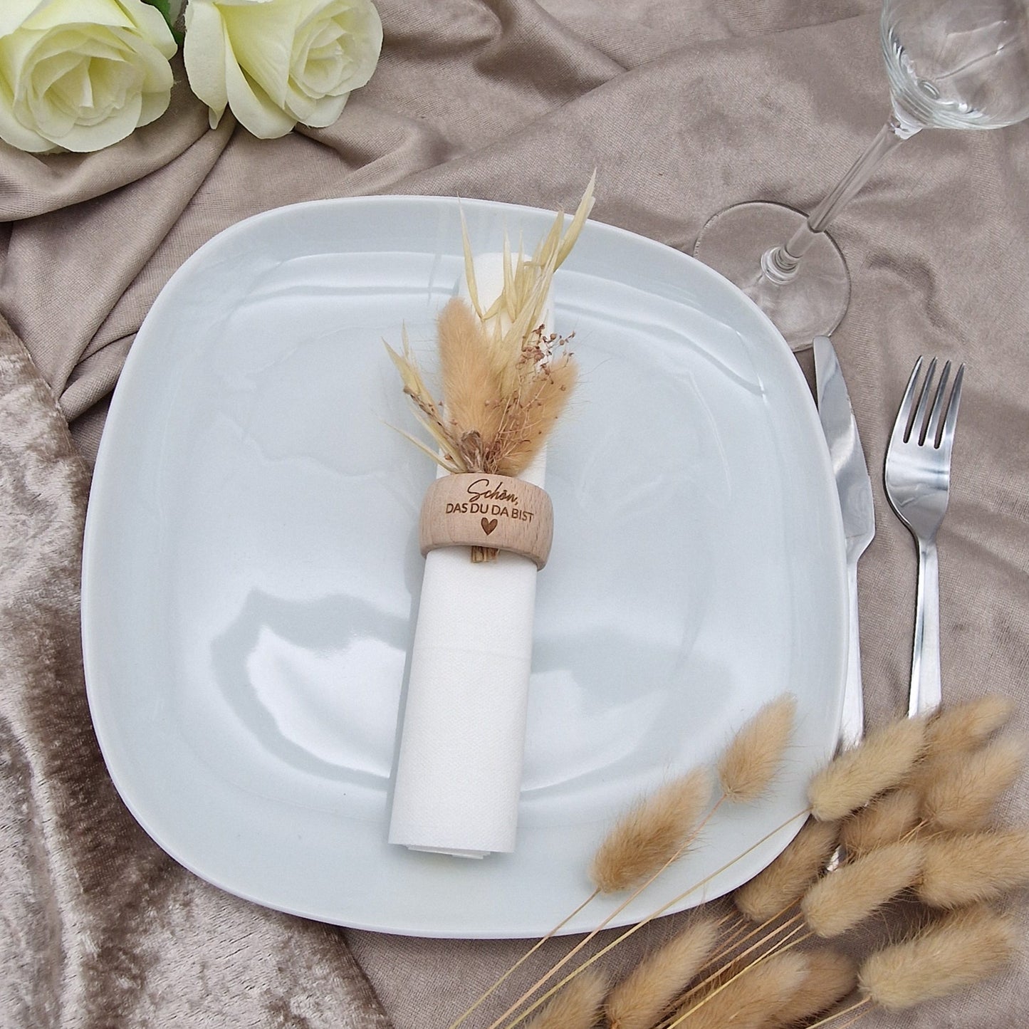 Serviettenring aus Holz Schön dass du da bist
